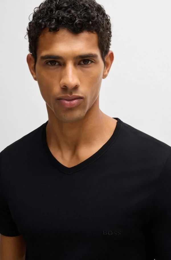 HUGO BOSS Roupa Interior>Pack De Três T-shirts Com Gola Em V Em Jersey De Algodão