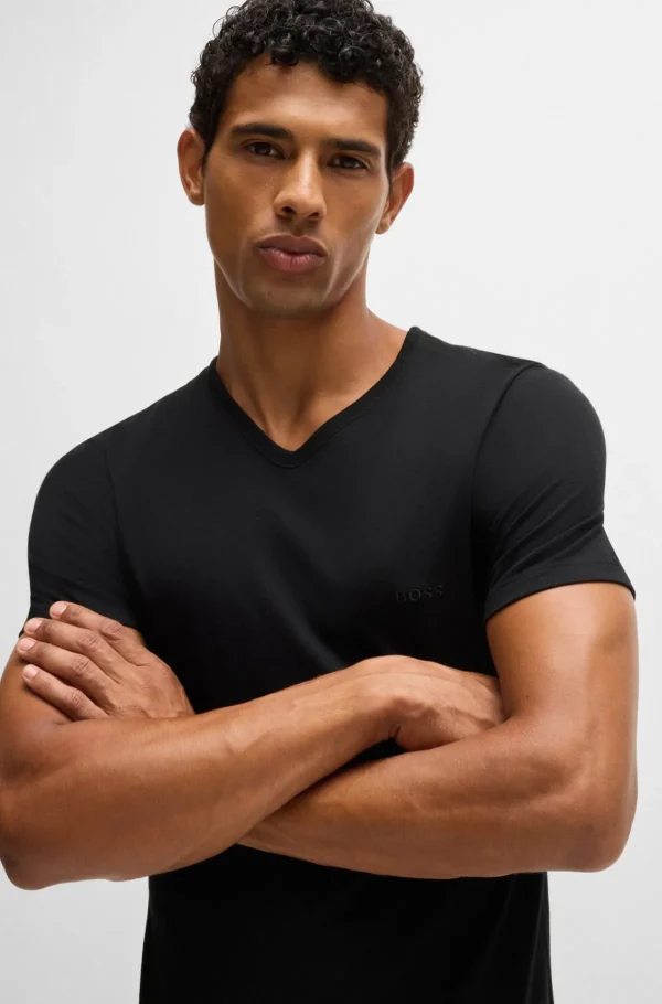 HUGO BOSS Roupa Interior>Pack De Três T-shirts Com Gola Em V Em Jersey De Algodão