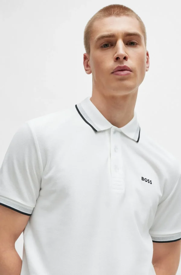 HUGO BOSS Artigos Essenciais>Paddy Polo Em Piqué De Algodão Com Logótipo Contrastante