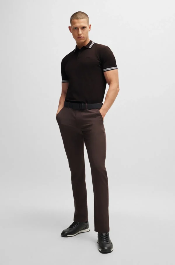 HUGO BOSS Polos>Paddy Polo Em Piqué De Algodão Com Logótipo Contrastante