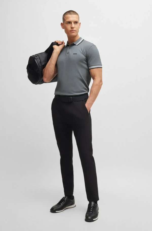 HUGO BOSS Golfe>Paddy Polo Em Piqué De Algodão Com Logótipo Contrastante