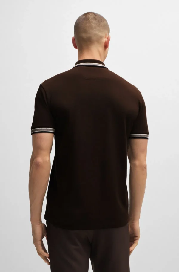 HUGO BOSS Polos>Paddy Polo Em Piqué De Algodão Com Logótipo Contrastante