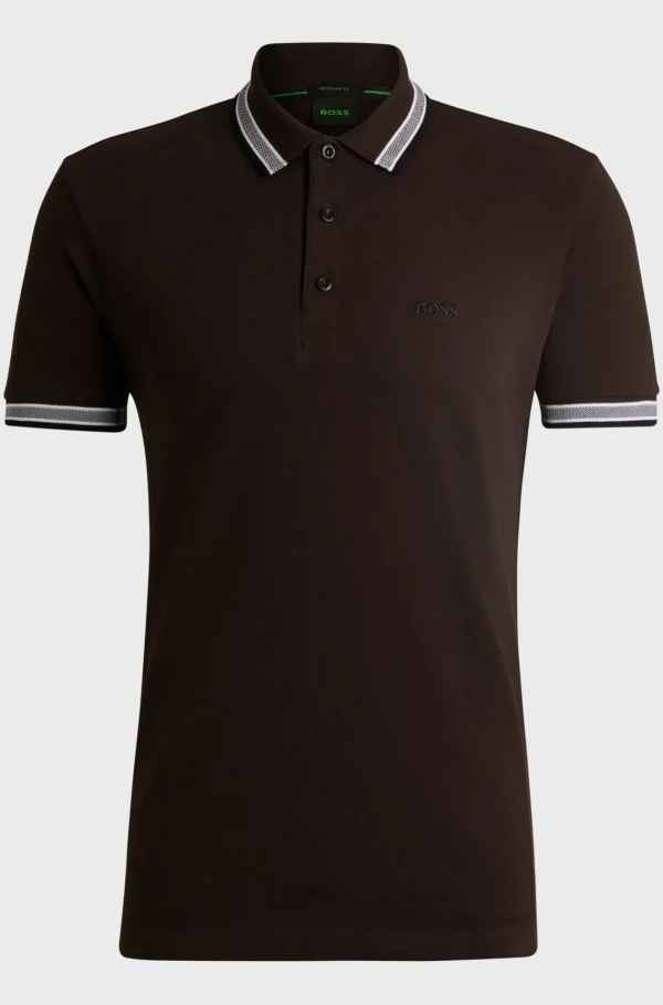 HUGO BOSS Polos>Paddy Polo Em Piqué De Algodão Com Logótipo Contrastante