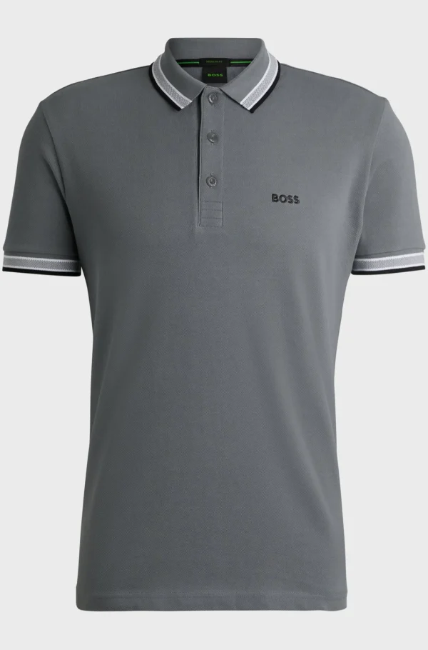HUGO BOSS Golfe>Paddy Polo Em Piqué De Algodão Com Logótipo Contrastante