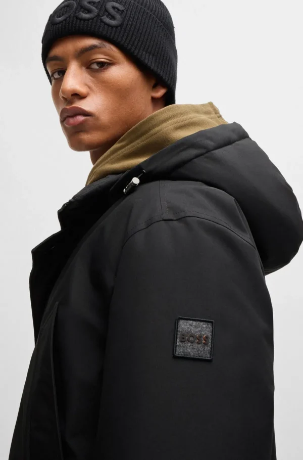 HUGO BOSS Calças E Calções>Parka De Ajuste Descontraído Em Tecido Otomano Repelente à água