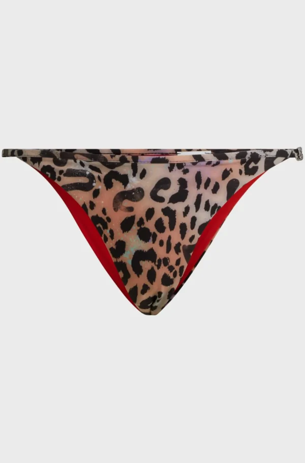 MULHER HUGO BOSS Roupa De Praia>Partes De Baixo De Biquíni Com Estampado De Leopardo E Charme Com Logótipo Sobreposto