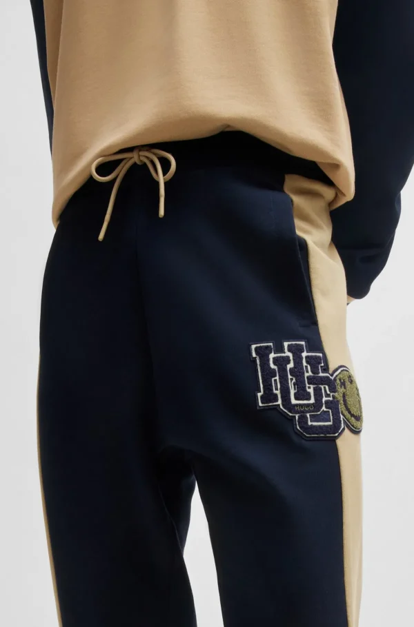 HUGO BOSS Sweats E Hoodies>Partes De Baixo De Fato De Treino Em Felpo De Algodão Com Logótipo Varsity