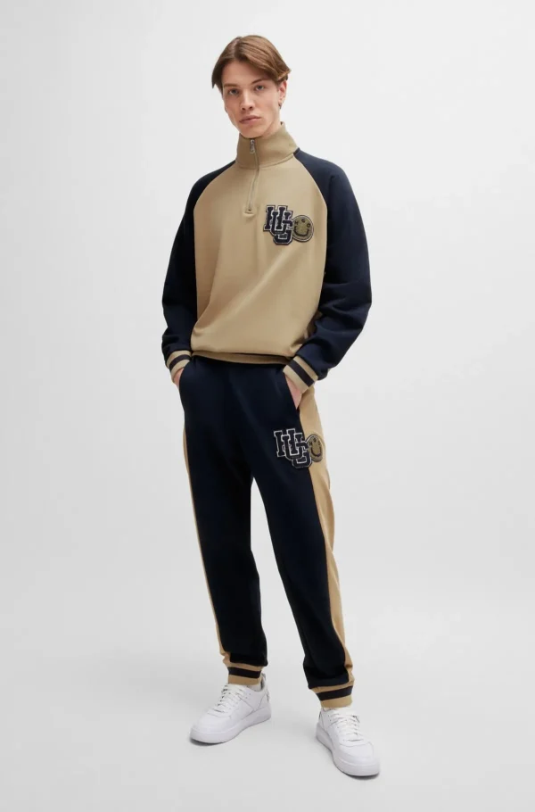 HUGO BOSS Sweats E Hoodies>Partes De Baixo De Fato De Treino Em Felpo De Algodão Com Logótipo Varsity