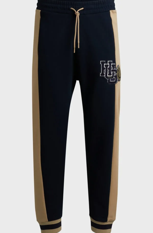 HUGO BOSS Sweats E Hoodies>Partes De Baixo De Fato De Treino Em Felpo De Algodão Com Logótipo Varsity