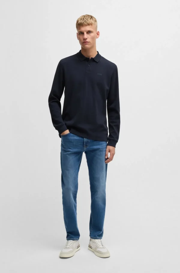 HUGO BOSS Camisolas E Cardigans>Polo Com Estrutura Waffle Em Mistura De Algodão Elástico