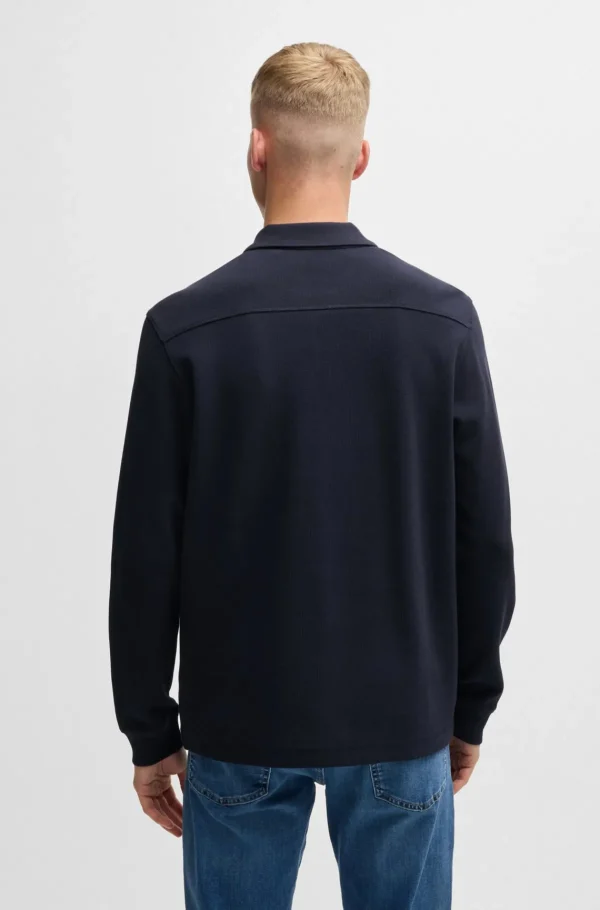 HUGO BOSS Camisolas E Cardigans>Polo Com Estrutura Waffle Em Mistura De Algodão Elástico