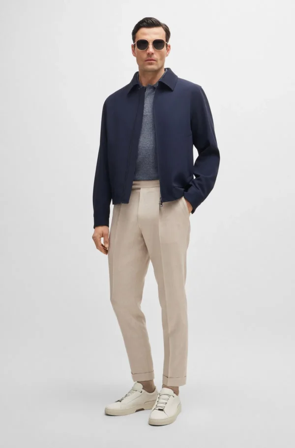 HUGO BOSS Polos>Polo De Ajuste Regularem Algodão Mouliné E Seda