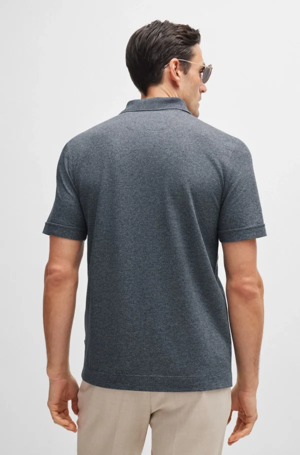 HUGO BOSS Polos>Polo De Ajuste Regularem Algodão Mouliné E Seda