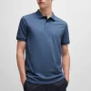 HUGO BOSS Polos>Polo De Ajuste Slim De Algodão Elástico Com Emblema De Logótipo