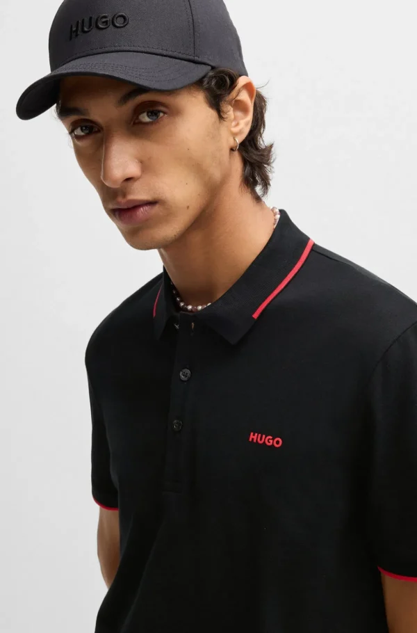 HUGO BOSS Polos>Polo De Ajuste Slim De Algodão Elástico Com Logótipo Estampado