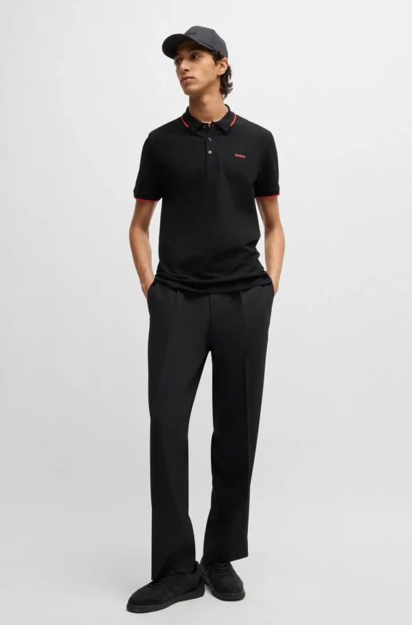 HUGO BOSS Polos>Polo De Ajuste Slim De Algodão Elástico Com Logótipo Estampado