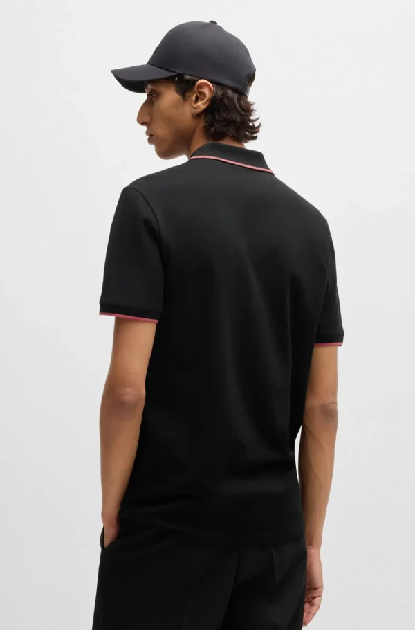 HUGO BOSS Polos>Polo De Ajuste Slim De Algodão Elástico Com Logótipo Estampado