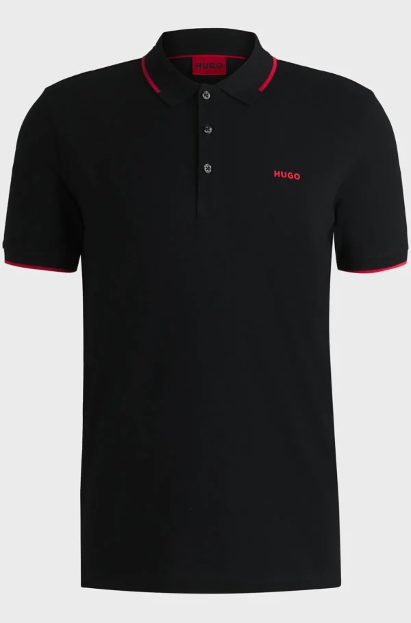 HUGO BOSS Polos>Polo De Ajuste Slim De Algodão Elástico Com Logótipo Estampado