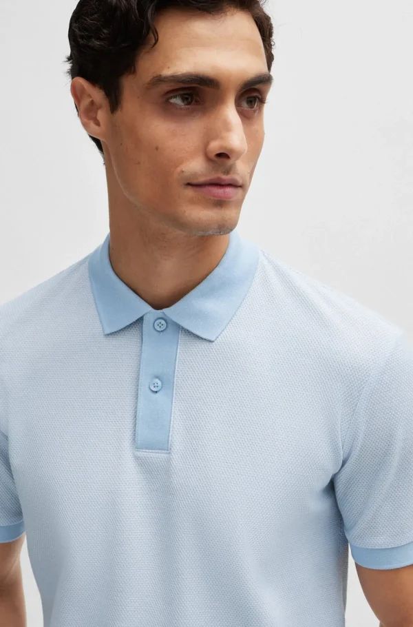 HUGO BOSS Polos>Polo De Ajuste Slim Em Algodão Mercerizado Bicolor