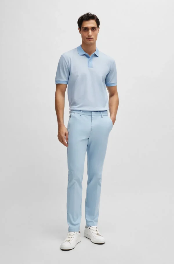 HUGO BOSS Polos>Polo De Ajuste Slim Em Algodão Mercerizado Bicolor