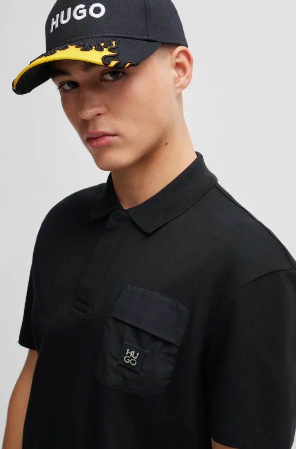 HUGO BOSS Polos>Polo De Algodão Entrelaçado Com Acabamento De Logótipo Sobreposto