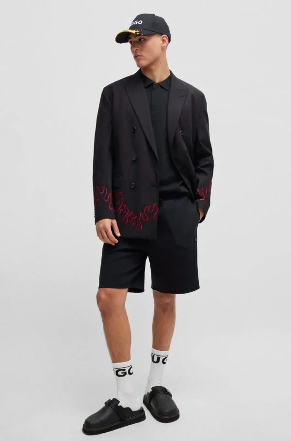 HUGO BOSS Polos>Polo De Algodão Entrelaçado Com Acabamento De Logótipo Sobreposto