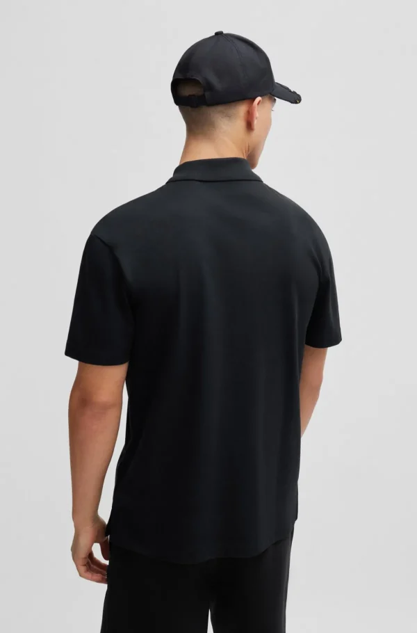 HUGO BOSS Polos>Polo De Algodão Entrelaçado Com Acabamento De Logótipo Sobreposto