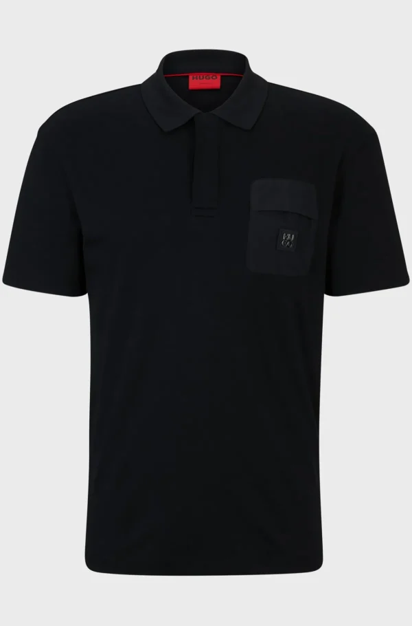 HUGO BOSS Polos>Polo De Algodão Entrelaçado Com Acabamento De Logótipo Sobreposto