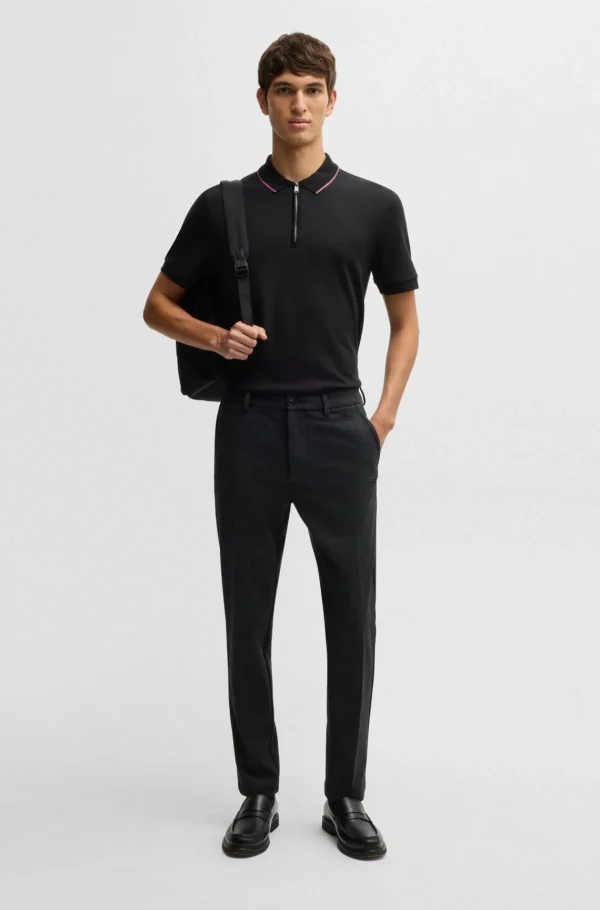HUGO BOSS Polos>Polo De Algodão Estruturado Com Carcela De Fecho