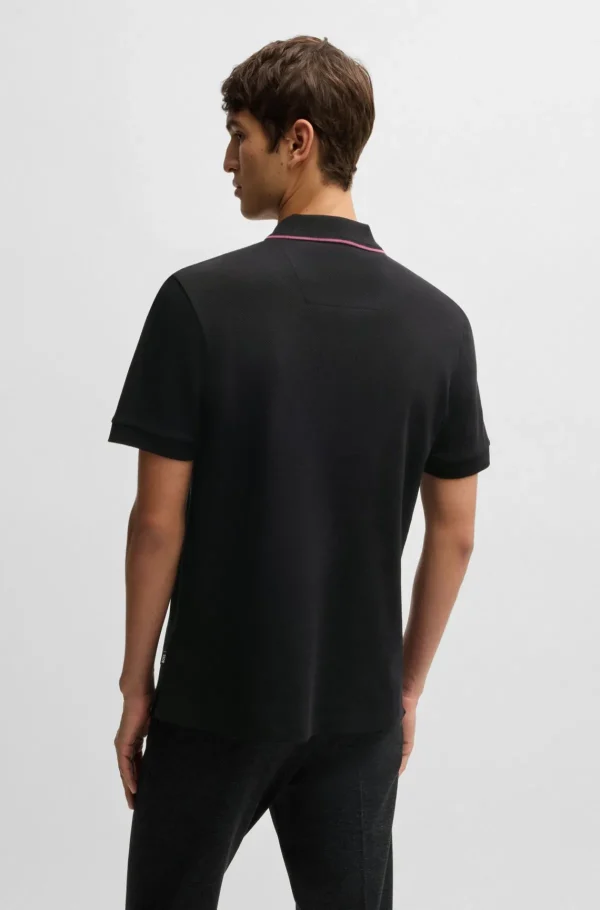HUGO BOSS Polos>Polo De Algodão Estruturado Com Carcela De Fecho