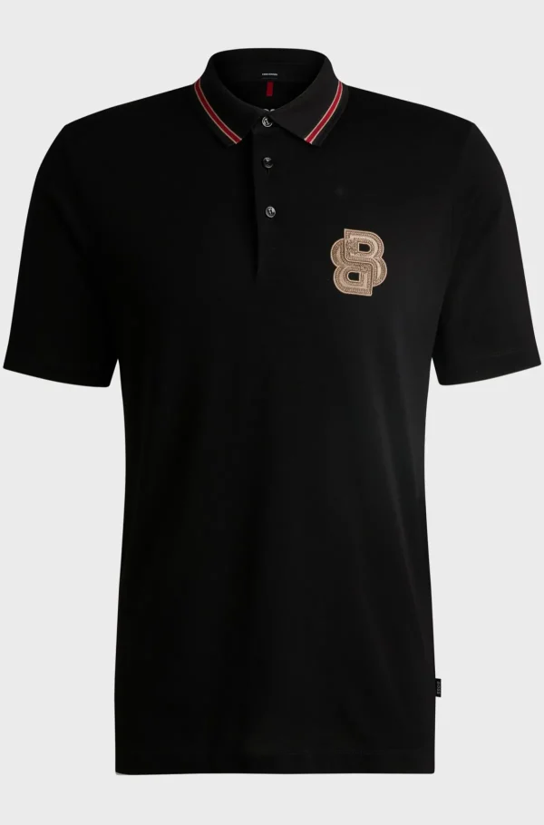 HUGO BOSS Polos>Polo De Algodão Mercerizado Com Monograma Double B