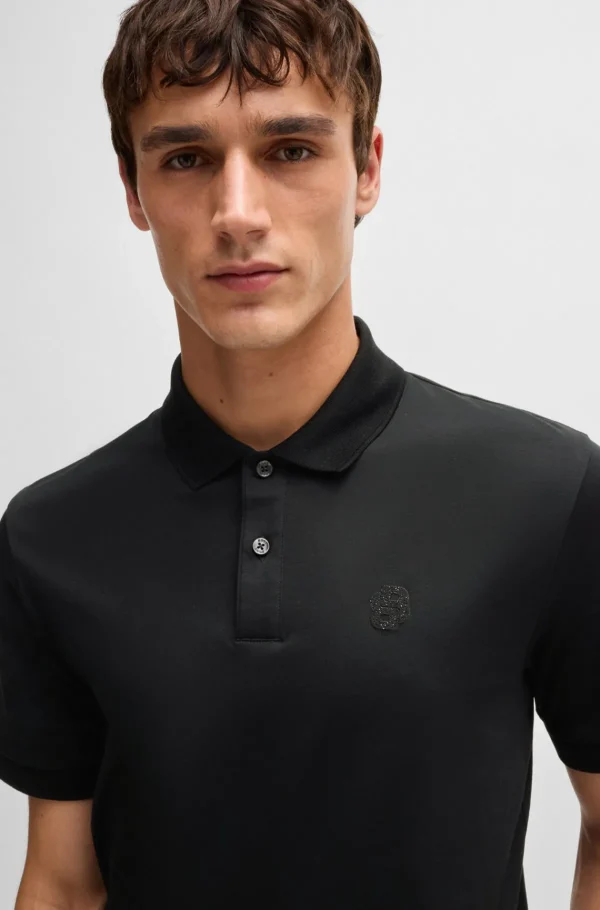 HUGO BOSS Polos>Polo De Algodão Mercerizado Com Monograma Double B