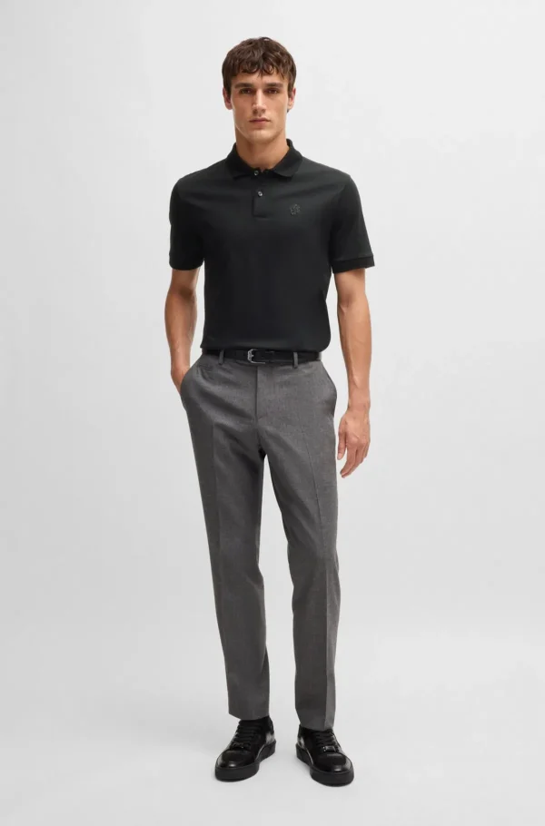 HUGO BOSS Polos>Polo De Algodão Mercerizado Com Monograma Double B