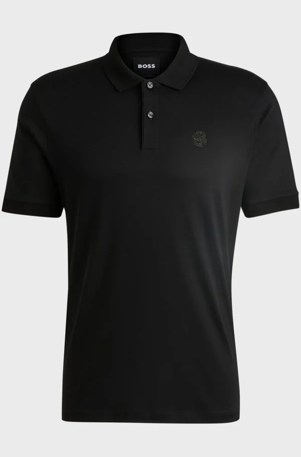 HUGO BOSS Polos>Polo De Algodão Mercerizado Com Monograma Double B
