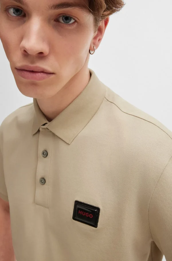 HUGO BOSS Polos>Polo De Algodão Piqué Com Etiqueta Com Logótipo Jelly