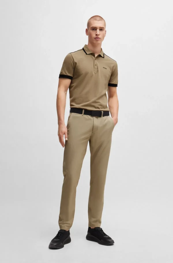 HUGO BOSS Polos>Polo De Algodão Piqué Com Riscas E Logótipo Contrastantes