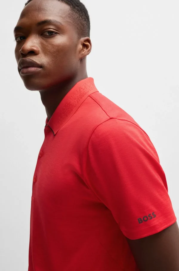 HUGO BOSS Ginásio E Corrida>Polo De Malha Elástica De Secagem Rápida Com Detalhe De Logótipo