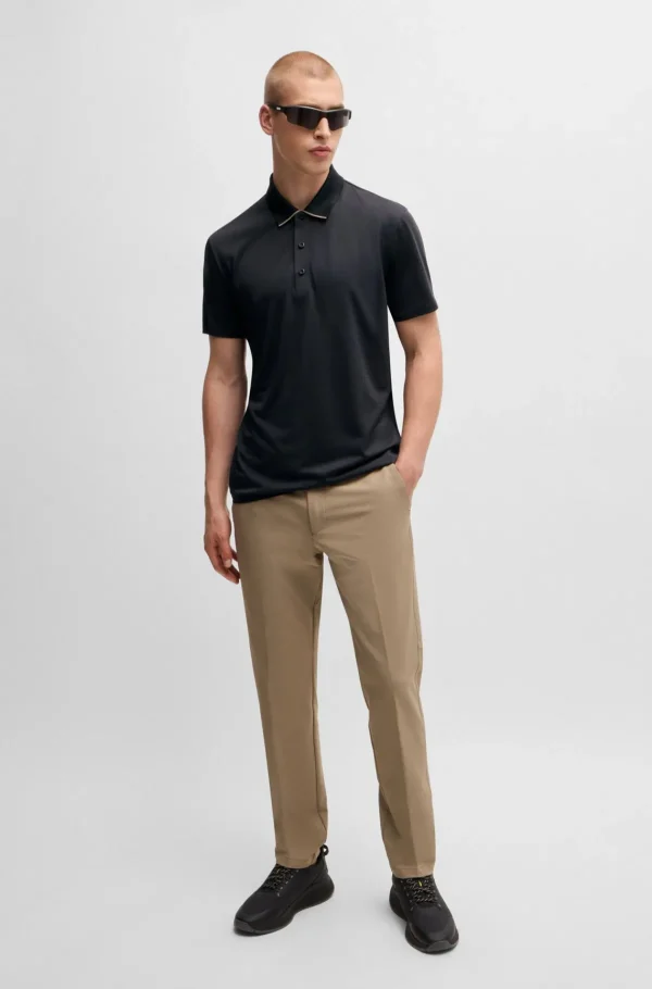 HUGO BOSS Polos>Polo De Malha Elástica De Secagem Rápida Com Detalhe De Logótipo
