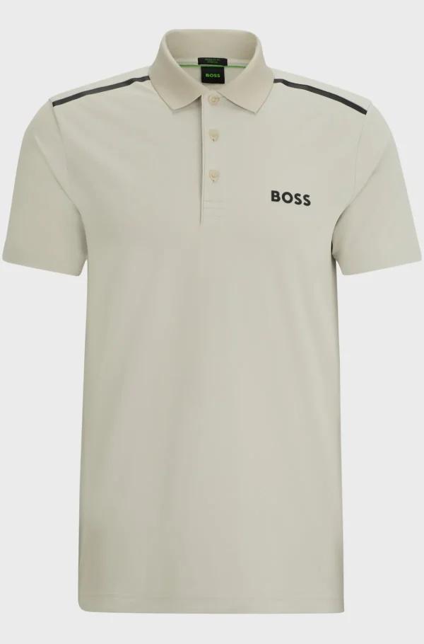 HUGO BOSS Ténis E Padel>Polo Elástico De Alto Desempenho Com Logótipo Contrastante