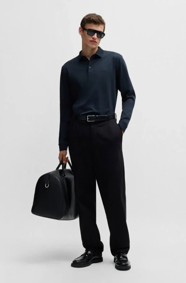 HUGO BOSS Polos>Polo Em Algodão Interlock Com Logótipo Bordado