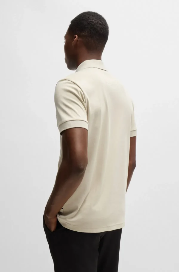 HUGO BOSS Polos>Polo Em Algodão Interlock E Arte Em Linhas Finas