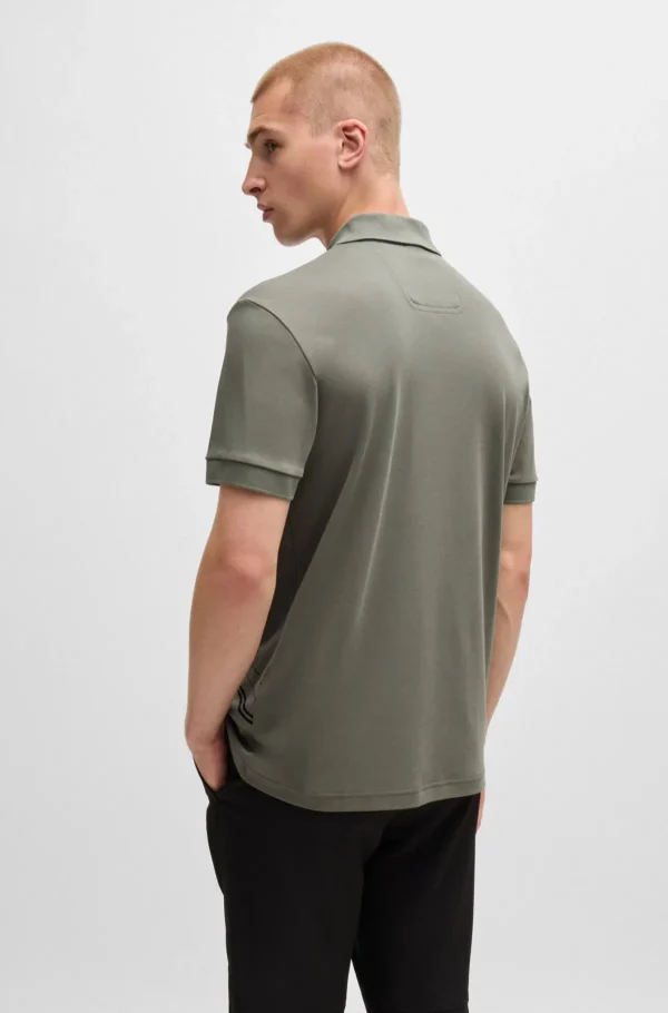 HUGO BOSS Polos>Polo Em Algodão Interlock E Arte Em Linhas Finas