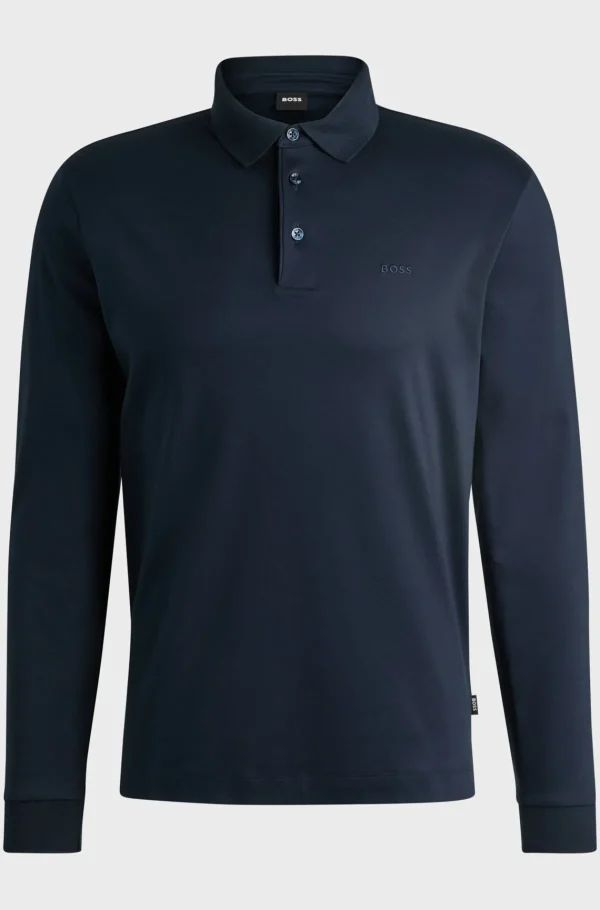 HUGO BOSS Polos>Polo Em Algodão Interlock Com Logótipo Bordado