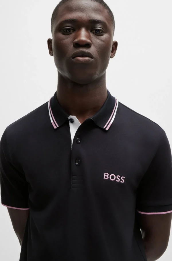 HUGO BOSS Golfe>Polo Em Mistura De Algodão Com Logótipos Contrastantes