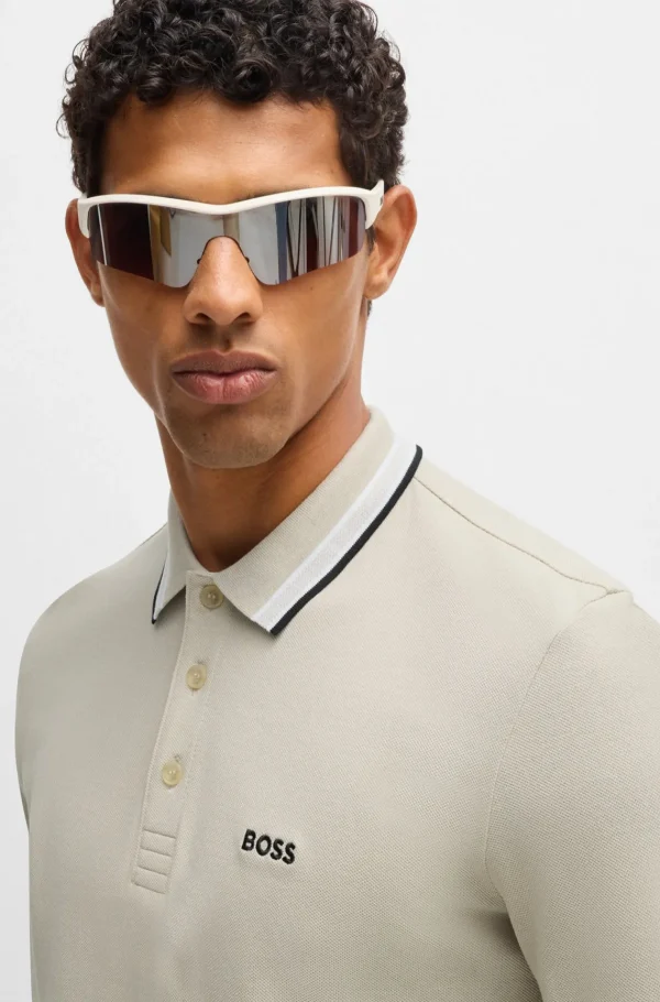 HUGO BOSS Polos>Polo Em Piqué De Algodão Com Logótipo Contrastante