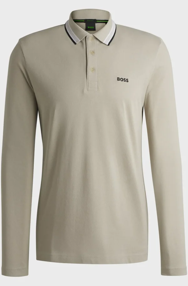 HUGO BOSS Polos>Polo Em Piqué De Algodão Com Logótipo Contrastante