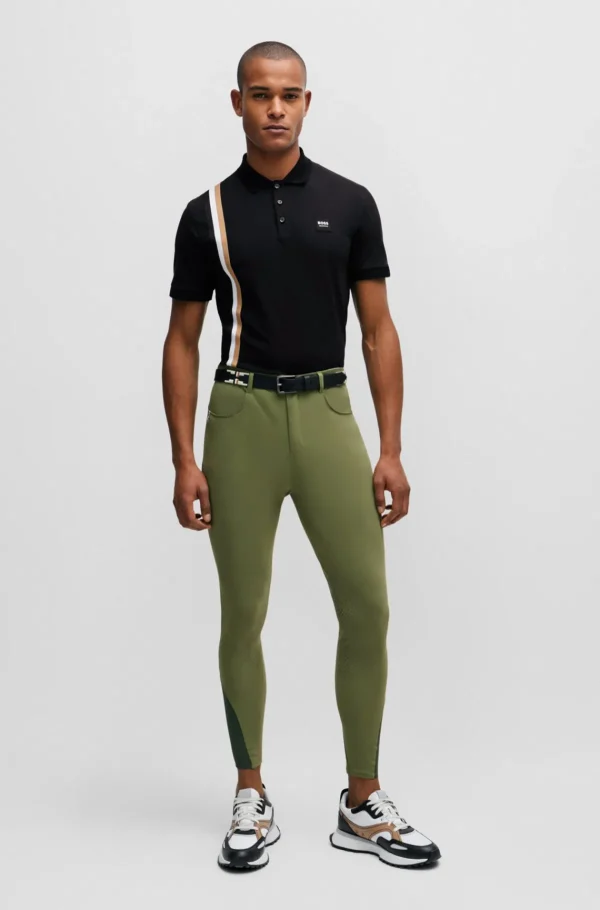 HUGO BOSS Polos>Polo Equestre De Algodão Elástico Com Logótipo De Silicone