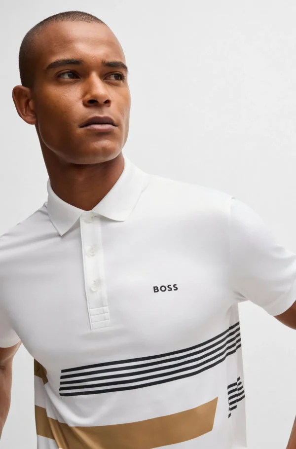 HUGO BOSS Polos>Polo Paddy Em Jersey Elástico Com Estampado De Riscas