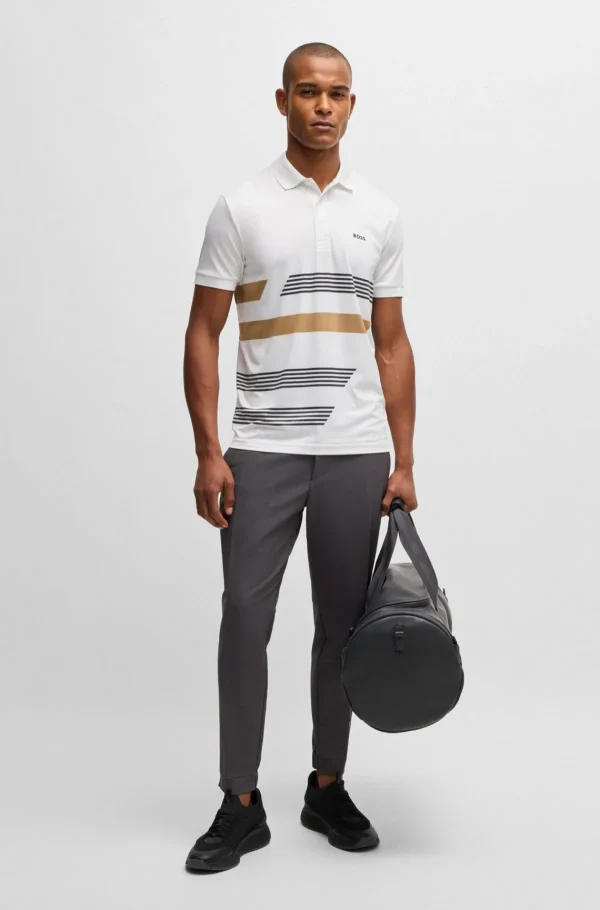 HUGO BOSS Polos>Polo Paddy Em Jersey Elástico Com Estampado De Riscas