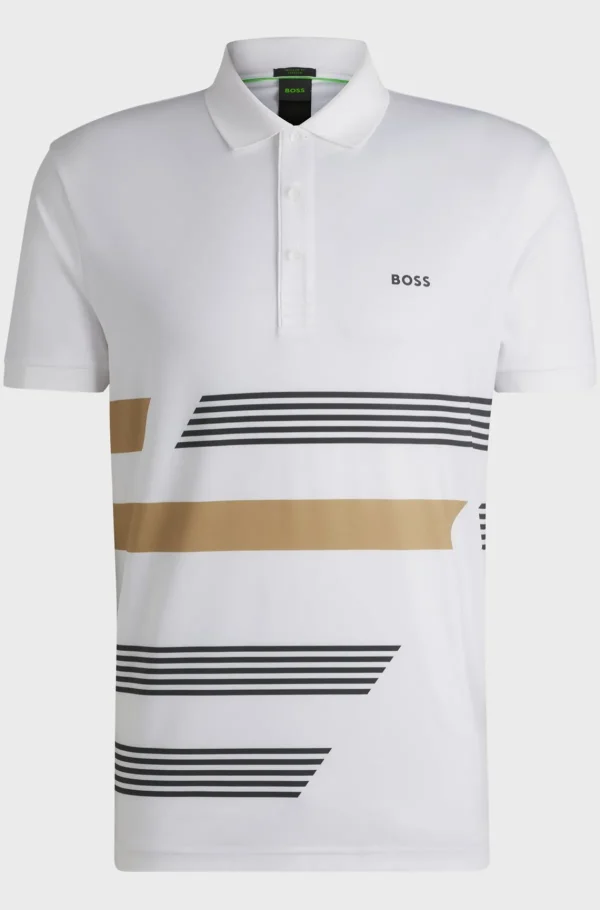 HUGO BOSS Polos>Polo Paddy Em Jersey Elástico Com Estampado De Riscas